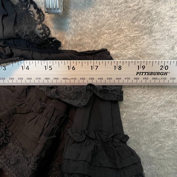 Women Lace Tiered Ruffle Babydoll Gothic Emo Witchy Black Mini Romper Dress M - Picture 8 of 10